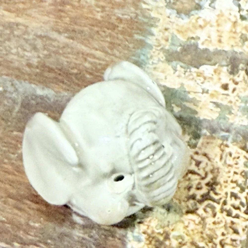 Spoontiques Pewter Thimble Elephant‎ Head Vtg 1980 Animal Mini Figurine Painted